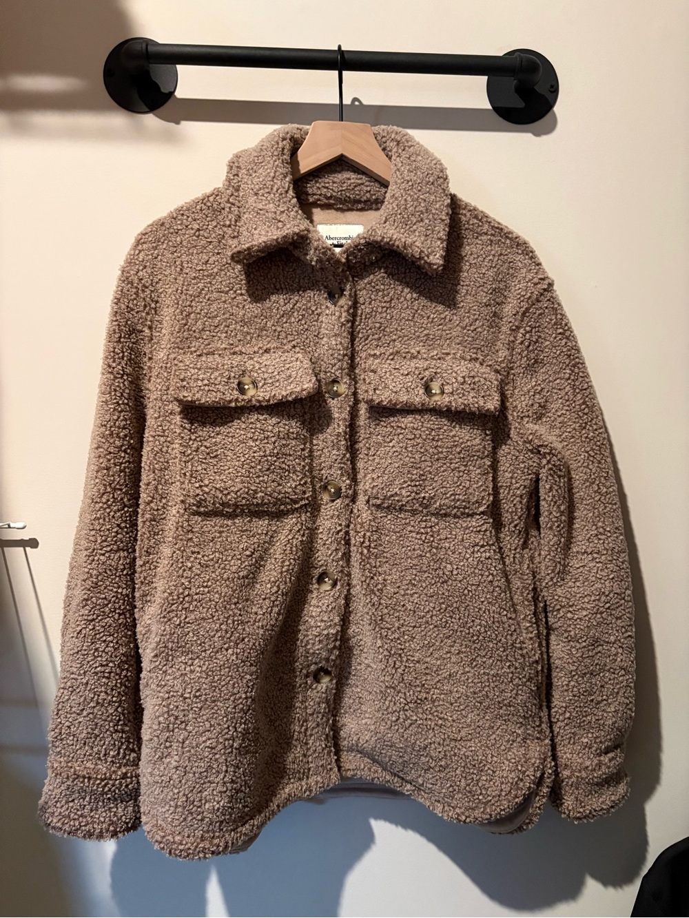 Abercrombie & Fitch Teddy Shacket - Taupe Brown